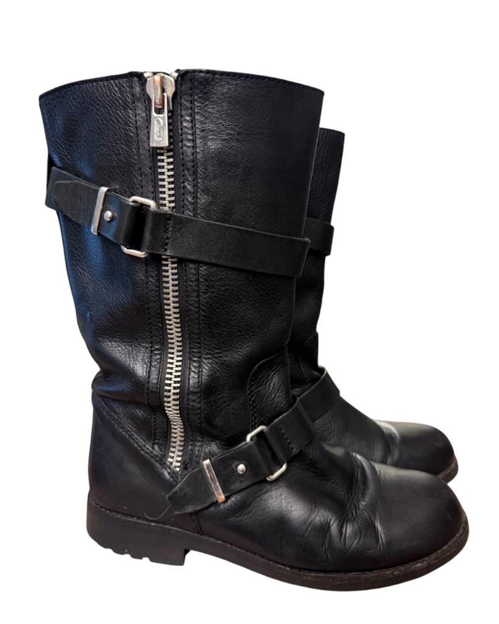 Vintage Coach Vanessa Buckle Moto Boot Black Leather Women size 8.5